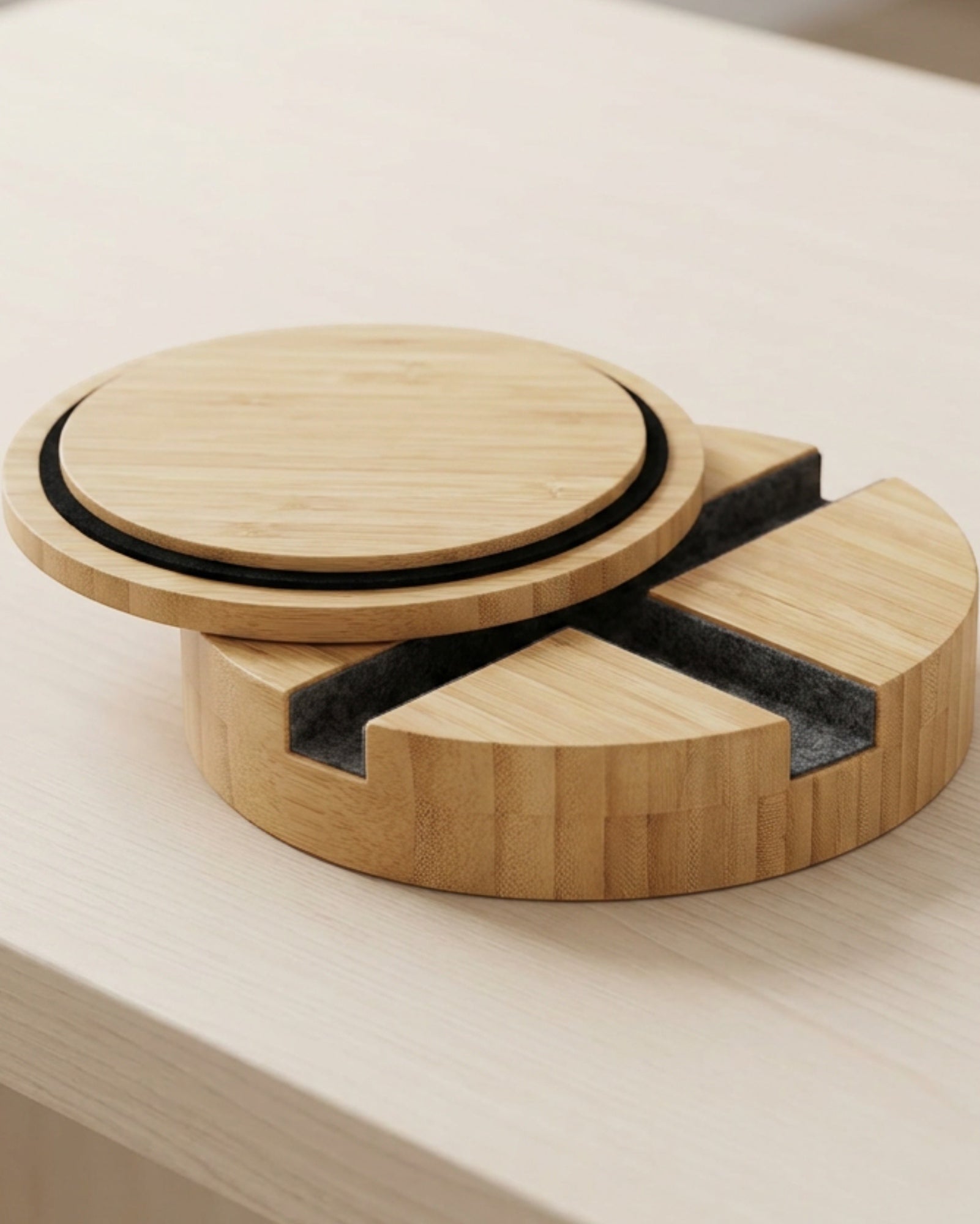 Eeoy Rotating Bamboo Phone Stand with 2 Viewing Slots - Lifestyle view