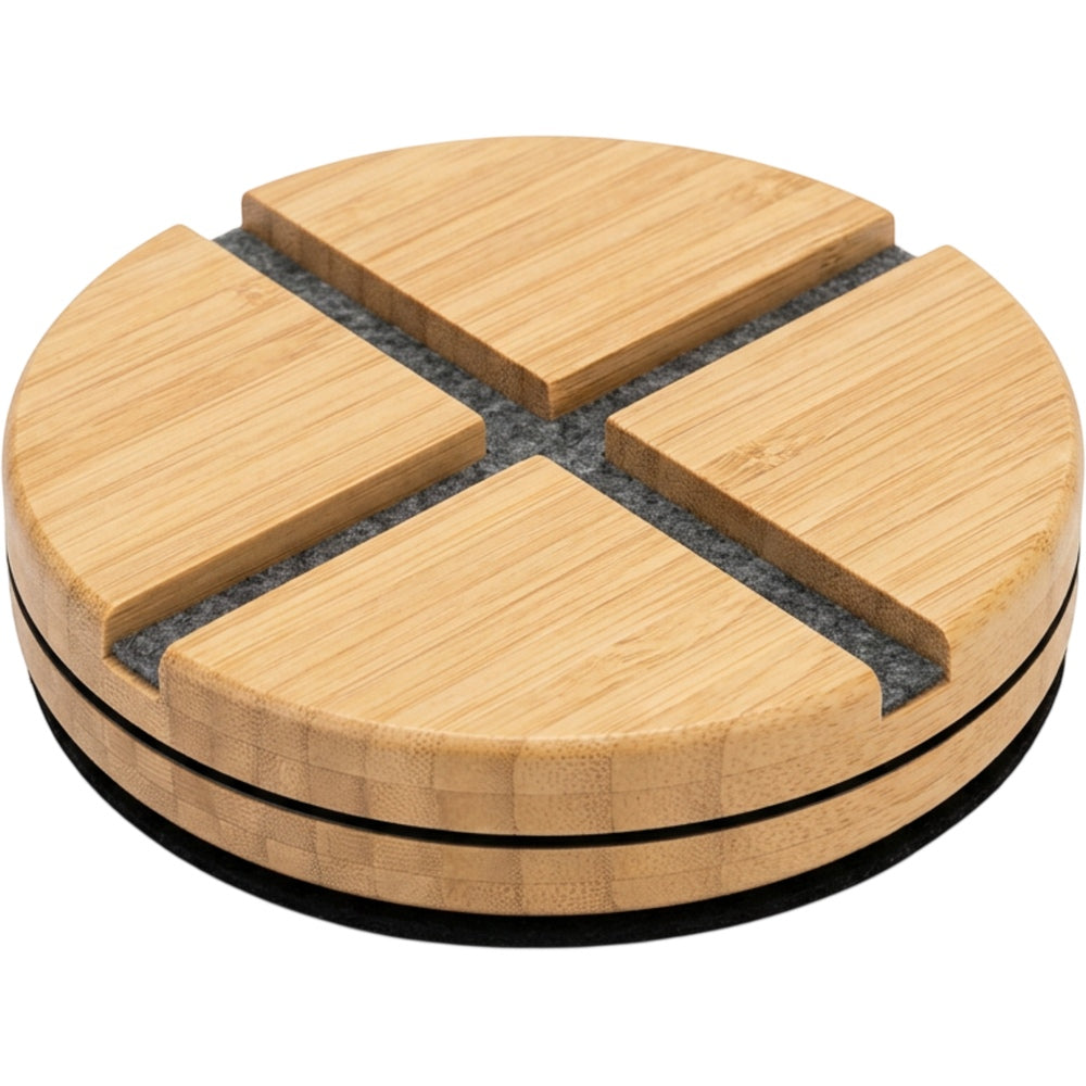Eeoy Rotating Bamboo Phone Stand with 2 Viewing Slots - Product view