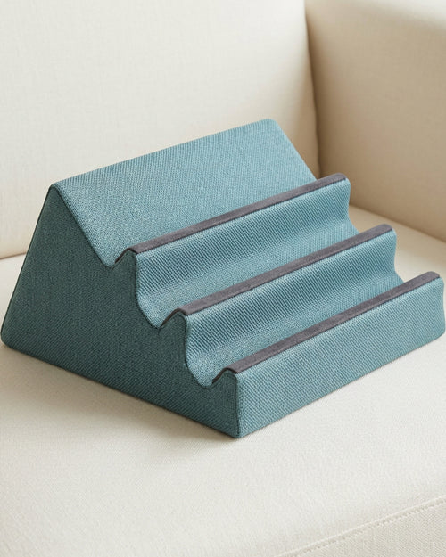 Eeoy Triangular Lap Phone Stand with 3 Channels Muted Teal - Lifestyle view